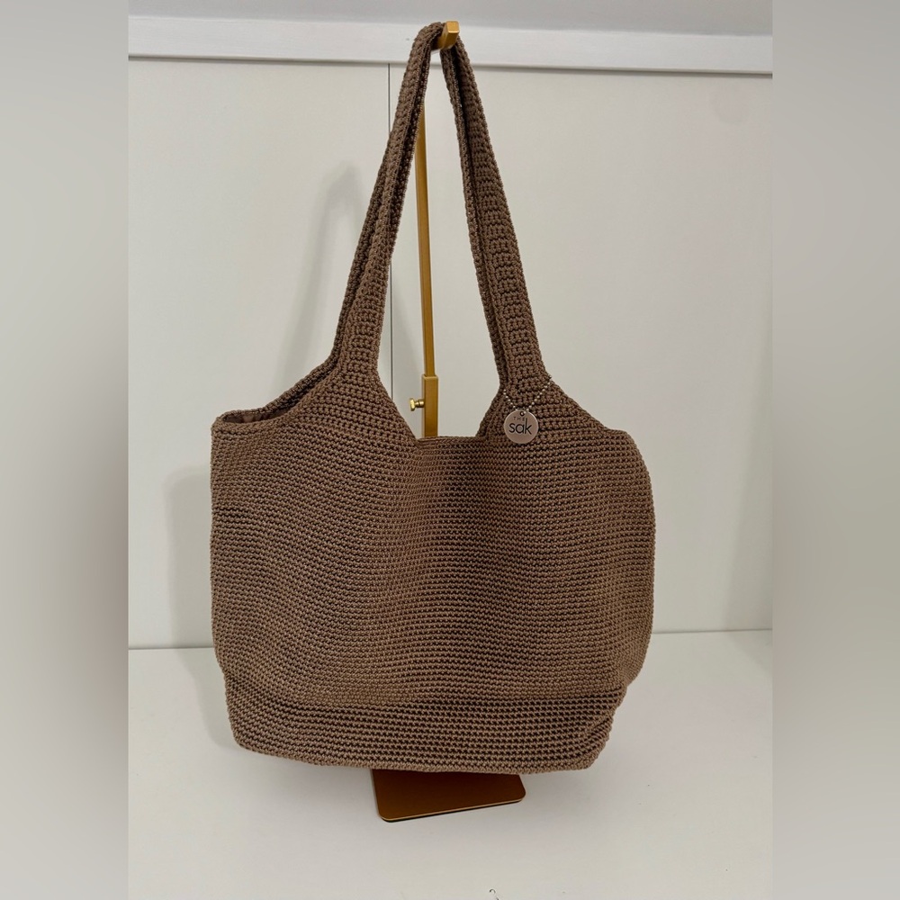 The‎ Sak Tan Taupe Crochet Tote Bag